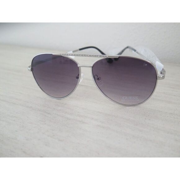 GUESS GF0399 01B Women's Silver/Gray Aviator Sunglasses - Picture 9 of 9
